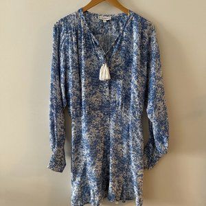 Karina Grimaldi Blue and White Floral Print Dress Size Small